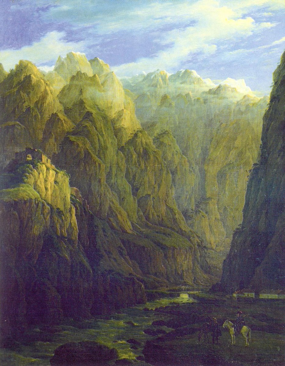 Чернецов Никанор Григорьевич картина 1832 года 'Дарьяльское ущелье' пейзаж, A0 - 