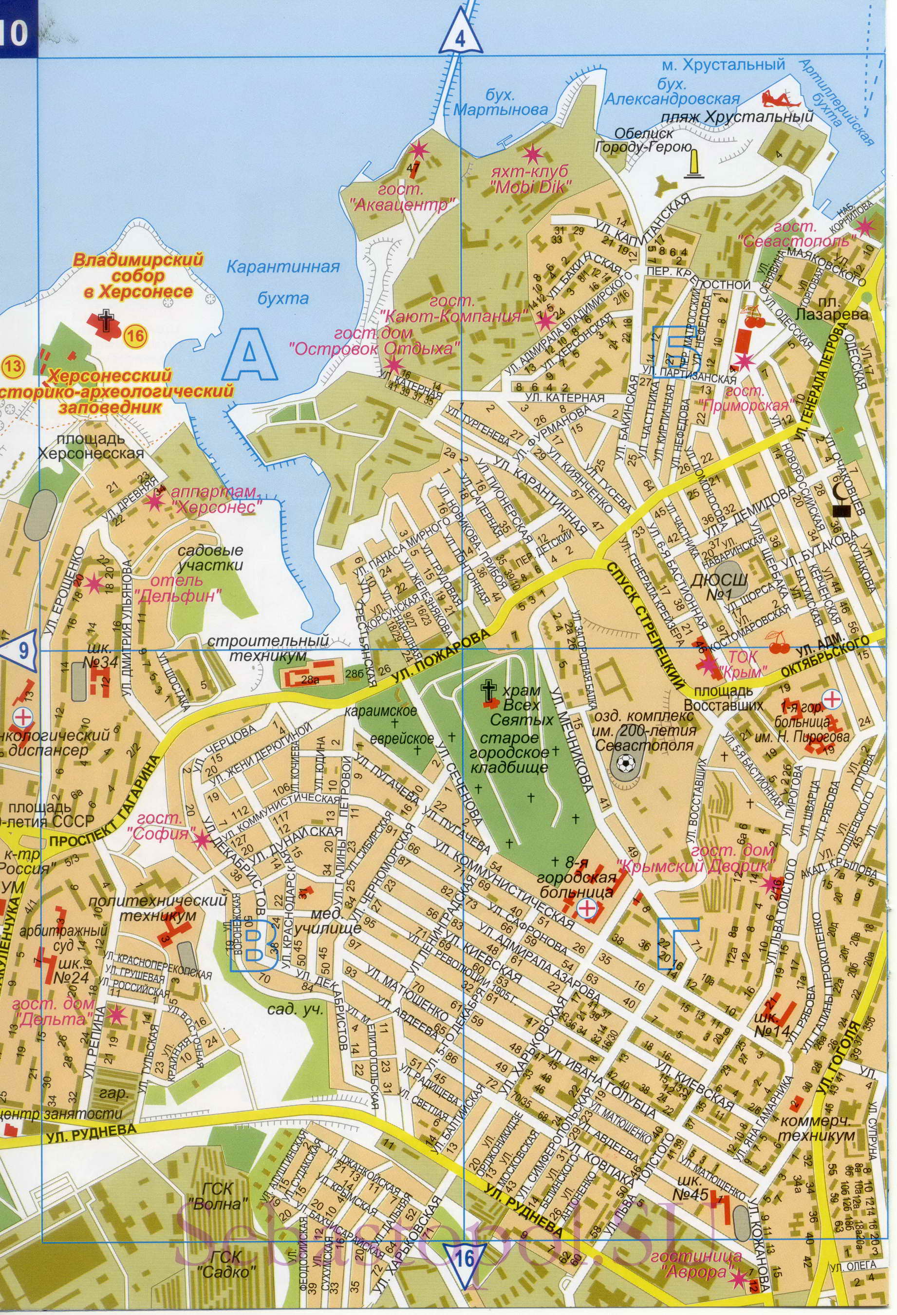 Карта Севастополя. Подробная карта Севастополя с номерами домов. Новая карта Севастополя 2011, C1 - 