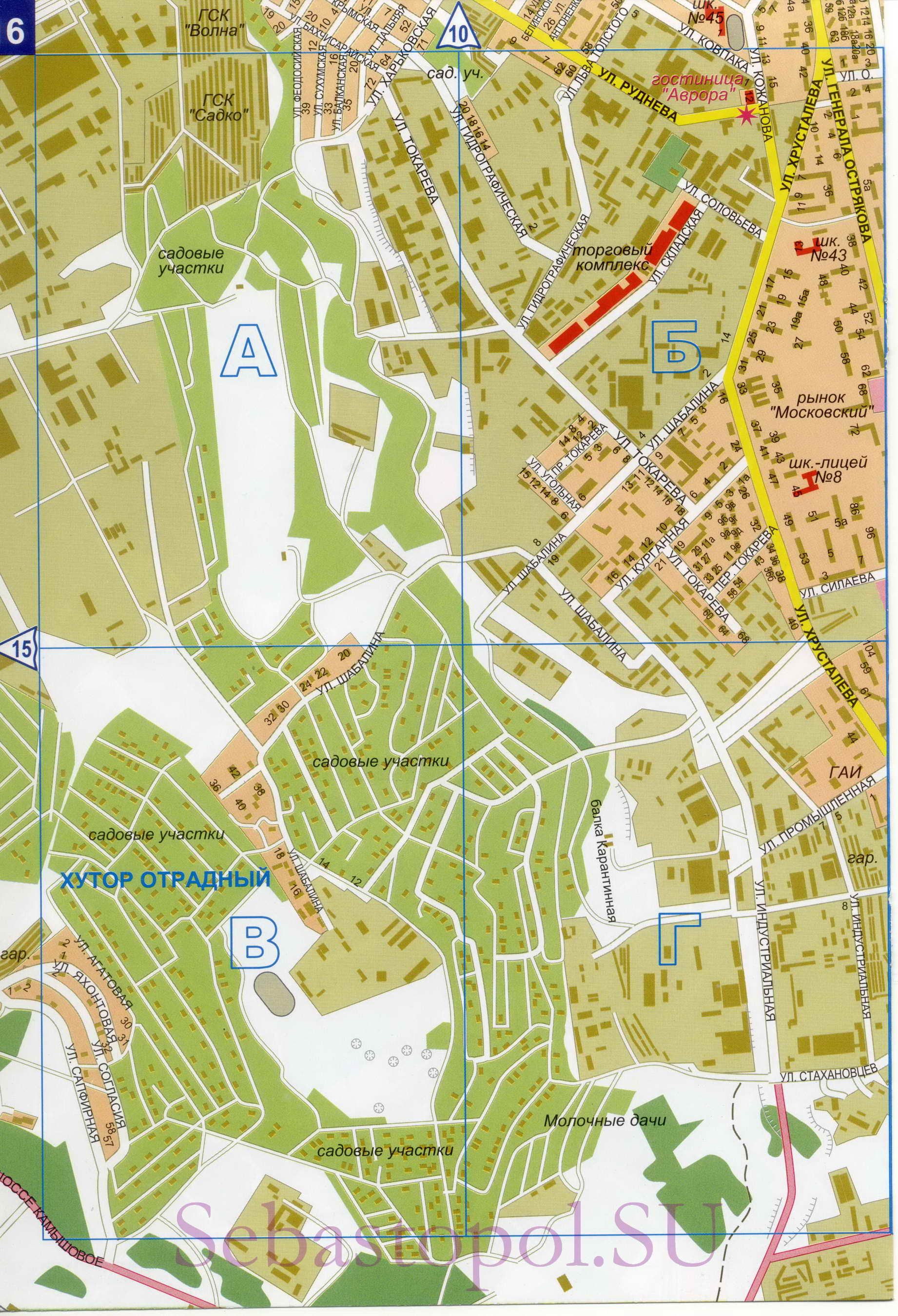 Карта Севастополя. Подробная карта Севастополя с номерами домов. Новая карта Севастополя 2011, C2 - 