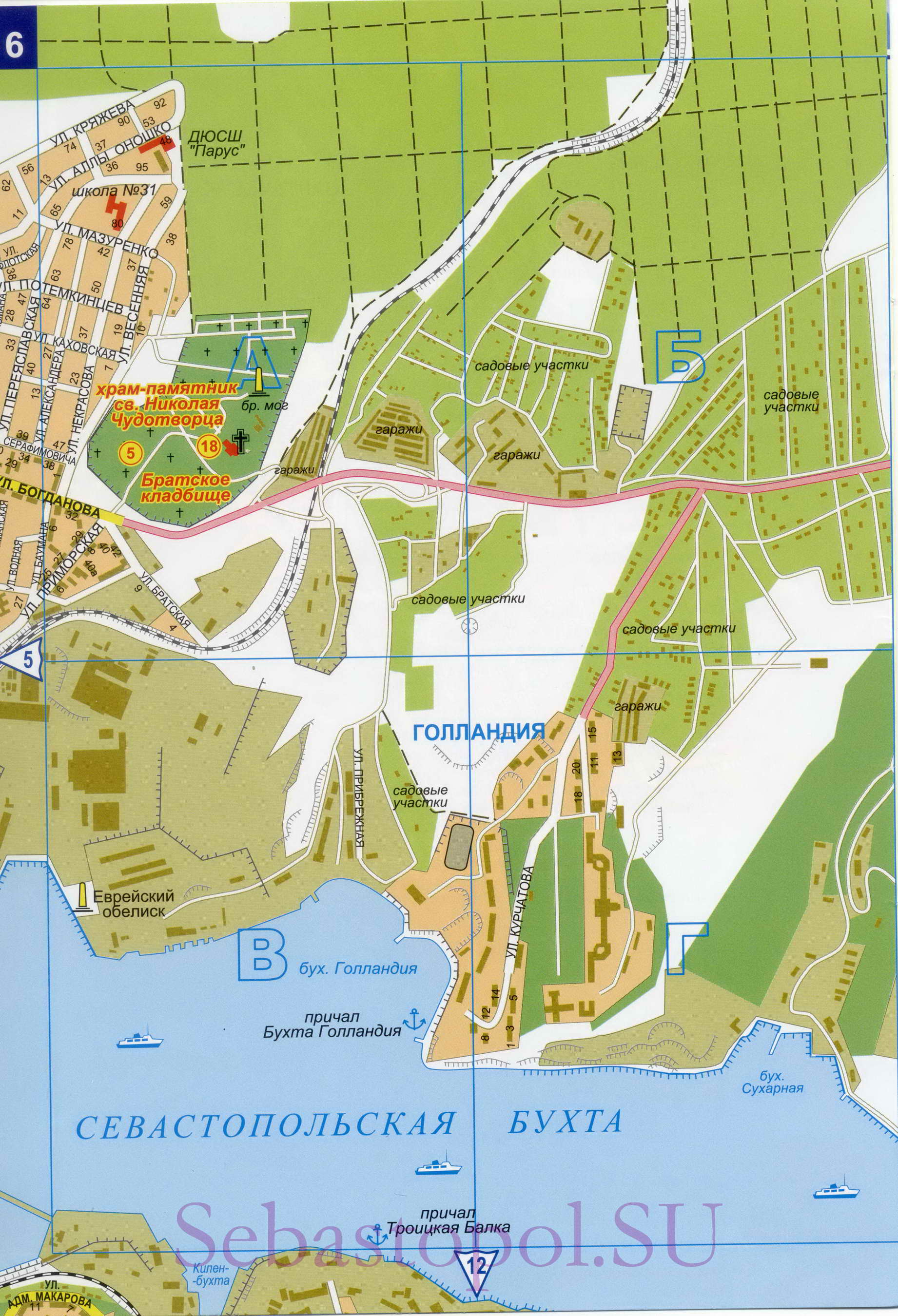Карта Севастополя. Подробная карта Севастополя с номерами домов. Новая карта Севастополя 2011, E0 - 